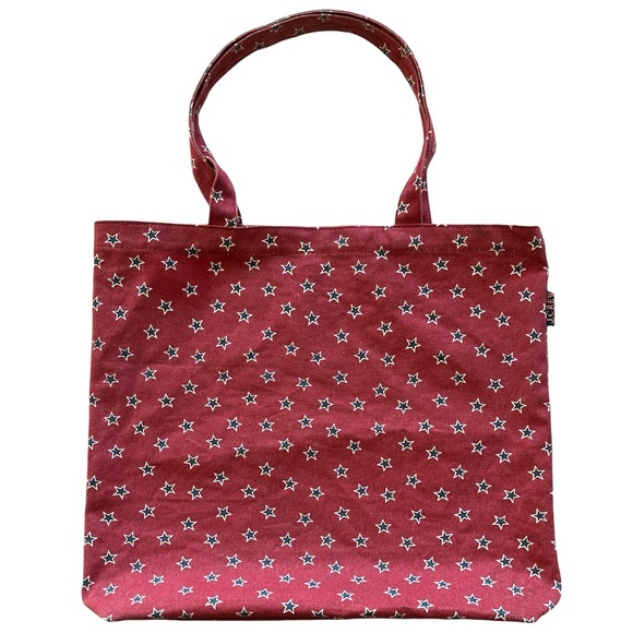 J.Crew STARS Reusable Market Shopper Carryall Lined Tote Bag RED / BLUE / WHITE - Picture 2 of 10